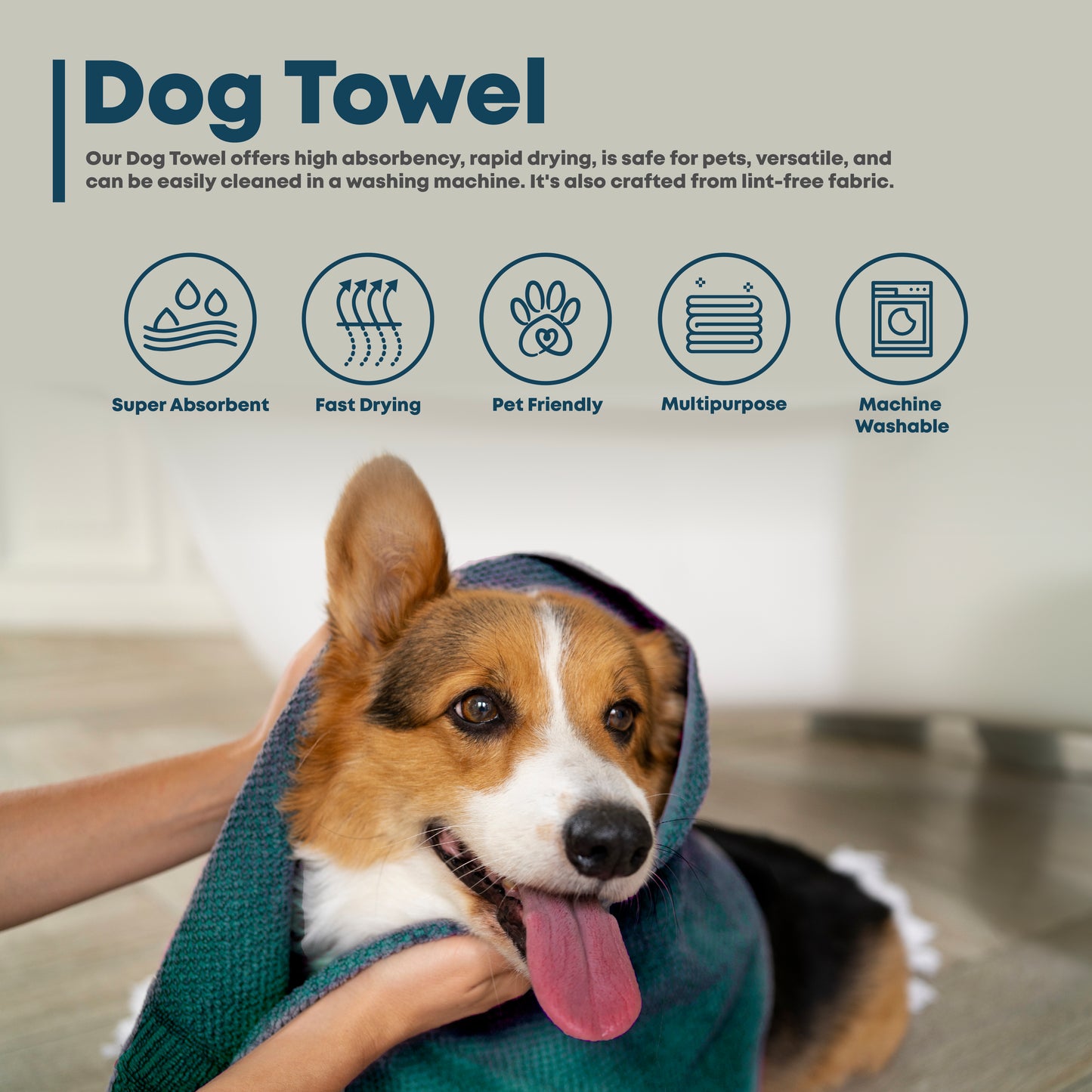 Dog Towel for Drying Dogs Extra Large, Super Absorbent Soft Microfiber Quick Dry Pet Bath Grooming Towels for Pets